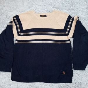 Tommy Hilfiger Sweater Mens L Blue‎ Preppy Logo Crest Cozy Comfort Casual